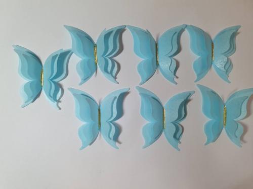 Вафельні метелики фігурні для декору 7 шт блакитні